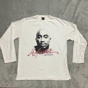 Vintage Tupac Makaveli Brand Long Sleeve Face Graphic Size 2XL White Tupac